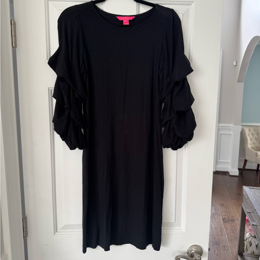 Lilly Pulitzer Black Ruffled Tiered Sheath Dress